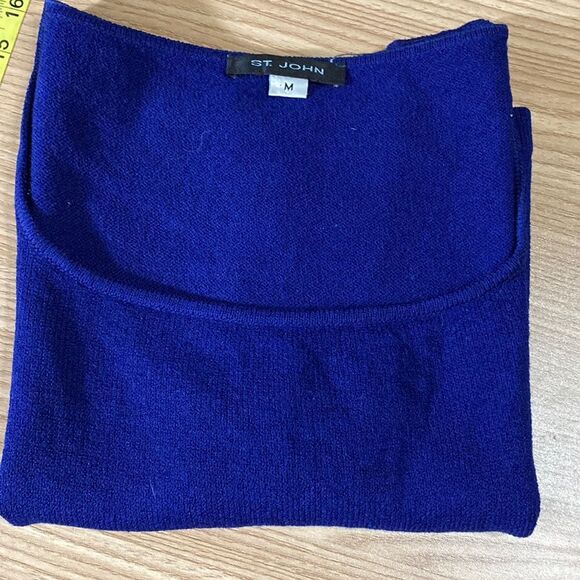 St John Blue Knit Sleeveless Woven Tank Top M - Picture 4 of 7